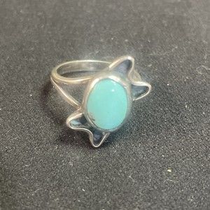 Vintage Native American Navajo Sterling Silver Natural Turquoise Ring size 4.75
